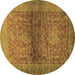 Round Abstract Brown Modern Rug, abs2475brn