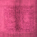 Square Machine Washable Abstract Pink Modern Rug, wshabs2475pnk