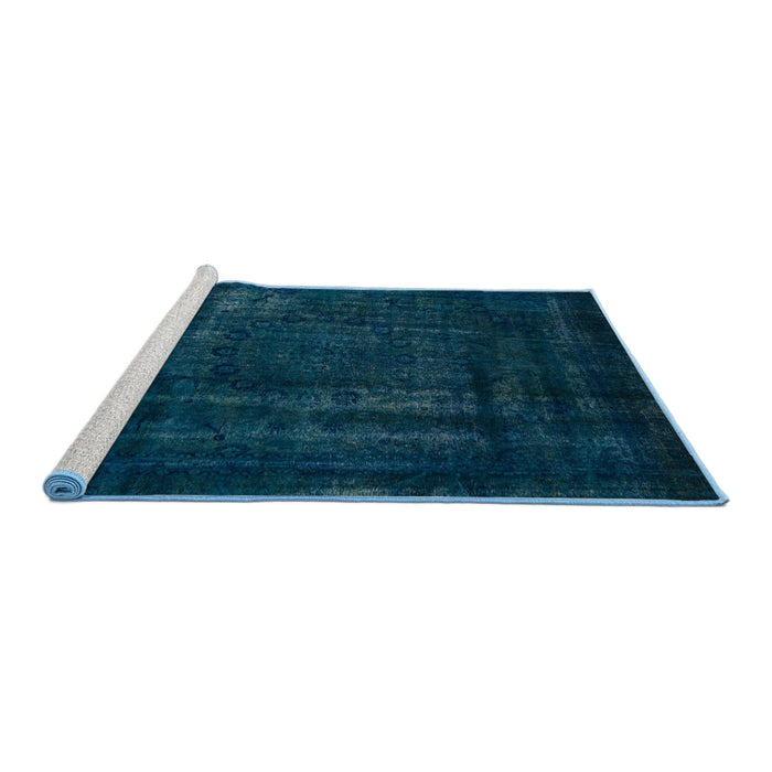 Sideview of Machine Washable Abstract Teal Green Rug, wshabs2476