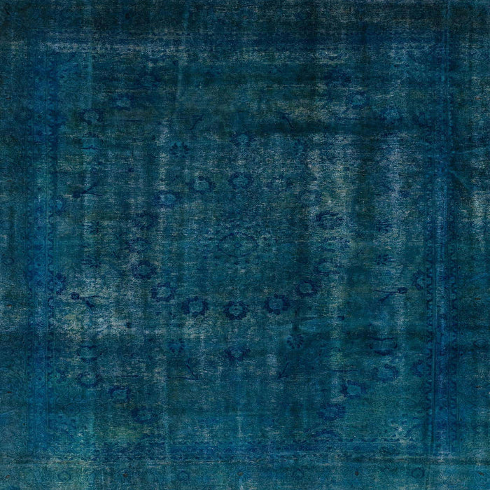 Square Abstract Teal Green Persian Rug, abs2476