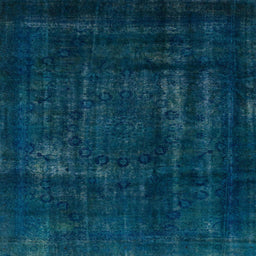 Square Machine Washable Abstract Teal Green Rug, wshabs2476