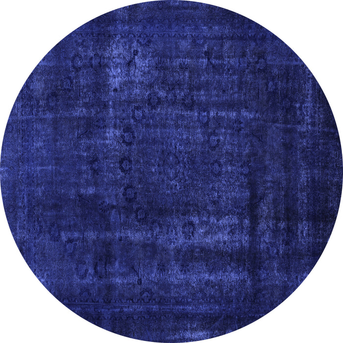 Round Machine Washable Persian Blue Bohemian Rug, wshabs2476blu