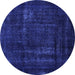 Round Machine Washable Persian Blue Bohemian Rug, wshabs2476blu