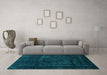 Machine Washable Persian Turquoise Bohemian Area Rugs in a Living Room,, wshabs2476turq