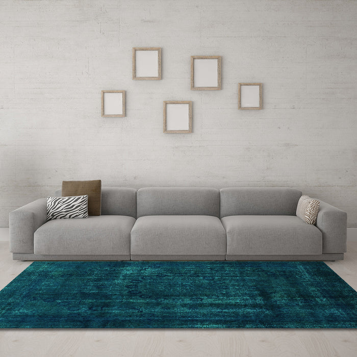 Machine Washable Persian Turquoise Bohemian Area Rugs in a Living Room,, wshabs2476turq