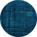 Round Persian Light Blue Bohemian Rug, abs2476lblu