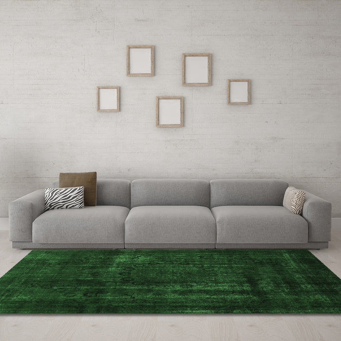 Machine Washable Persian Emerald Green Bohemian Area Rugs in a Living Room,, wshabs2476emgrn