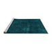 Sideview of Machine Washable Persian Turquoise Bohemian Area Rugs, wshabs2476turq