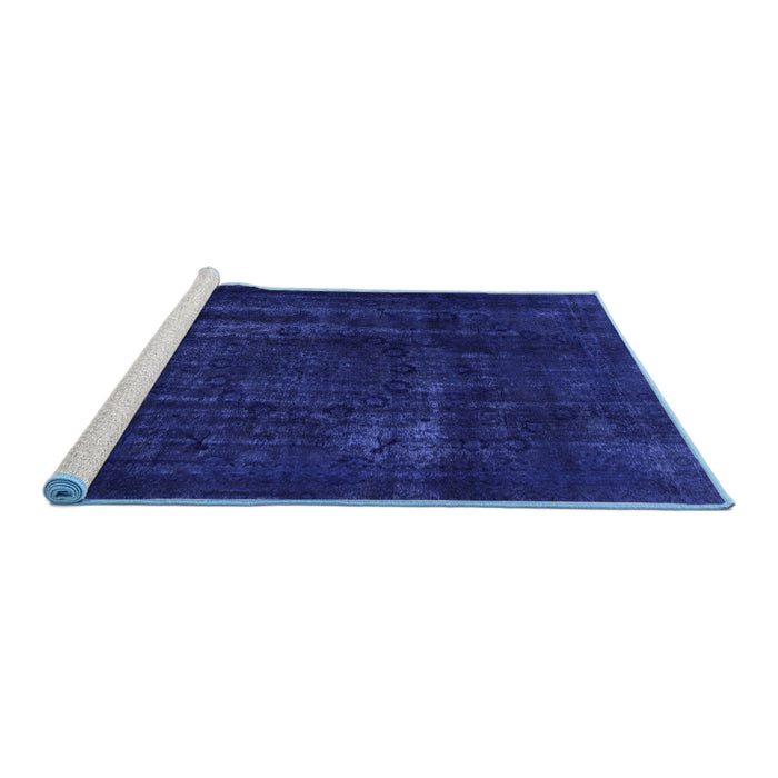 Sideview of Machine Washable Persian Blue Bohemian Rug, wshabs2476blu