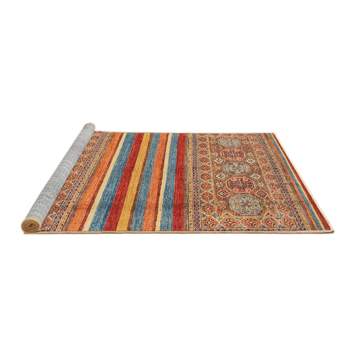 Sideview of Machine Washable Abstract Light Copper Gold Rug, wshabs2477