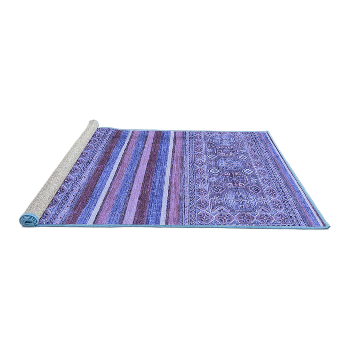 Sideview of Machine Washable Abstract Blue Modern Rug, wshabs2477blu
