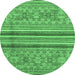 Round Abstract Emerald Green Modern Rug, abs2477emgrn