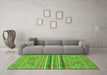 Machine Washable Abstract Green Modern Area Rugs in a Living Room,, wshabs2477grn