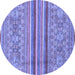 Round Machine Washable Abstract Blue Modern Rug, wshabs2477blu