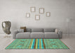 Machine Washable Abstract Turquoise Modern Area Rugs in a Living Room,, wshabs2477turq