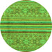 Round Machine Washable Abstract Green Modern Area Rugs, wshabs2477grn