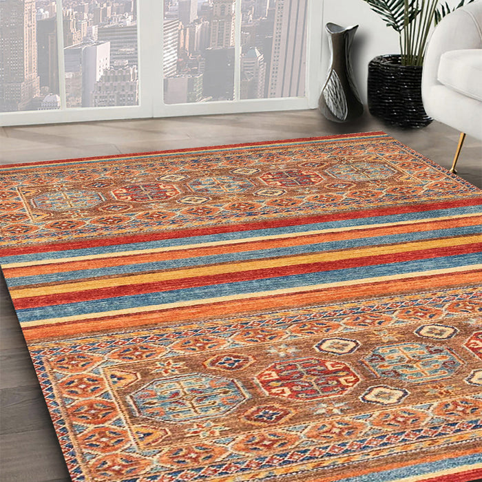 Abstract Light Copper Gold Modern Rug in Family Room, abs2477