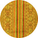 Round Machine Washable Abstract Yellow Modern Rug, wshabs2477yw