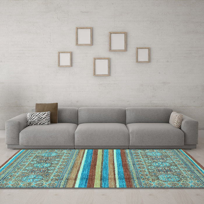 Machine Washable Abstract Light Blue Modern Rug in a Living Room, wshabs2477lblu