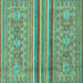 Square Machine Washable Abstract Turquoise Modern Area Rugs, wshabs2477turq