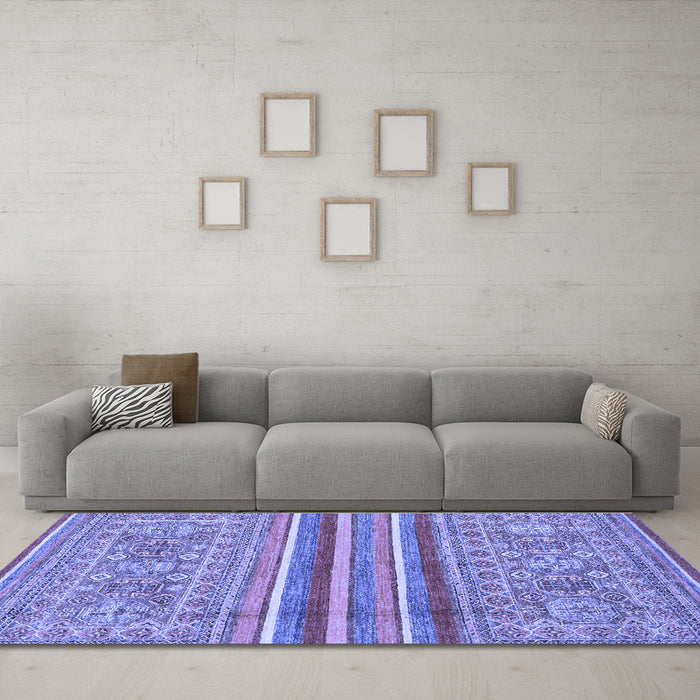 Machine Washable Abstract Blue Modern Rug in a Living Room, wshabs2477blu