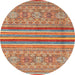 Round Machine Washable Abstract Light Copper Gold Rug, wshabs2477