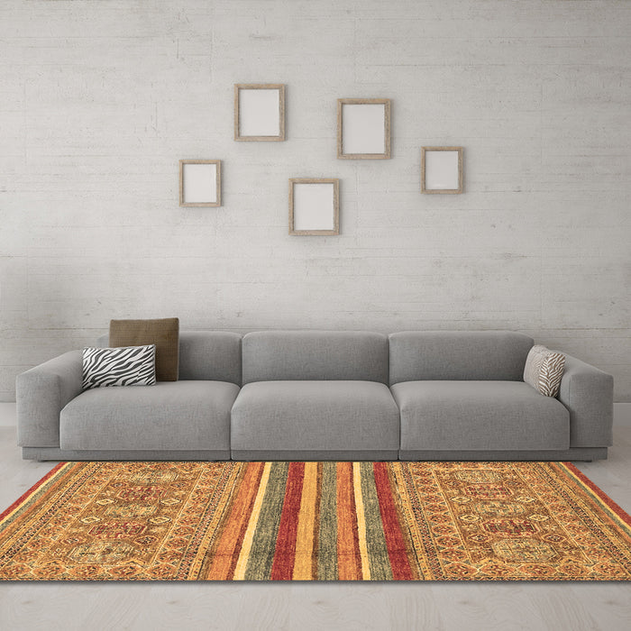 Machine Washable Abstract Brown Modern Rug in a Living Room,, wshabs2477brn