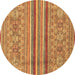 Round Abstract Brown Modern Rug, abs2477brn