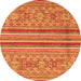 Round Abstract Orange Modern Rug, abs2477org