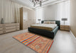 Machine Washable Abstract Light Copper Gold Rug in a Bedroom, wshabs2477