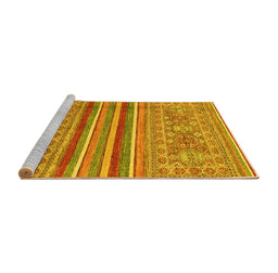 Sideview of Machine Washable Abstract Yellow Modern Rug, wshabs2477yw