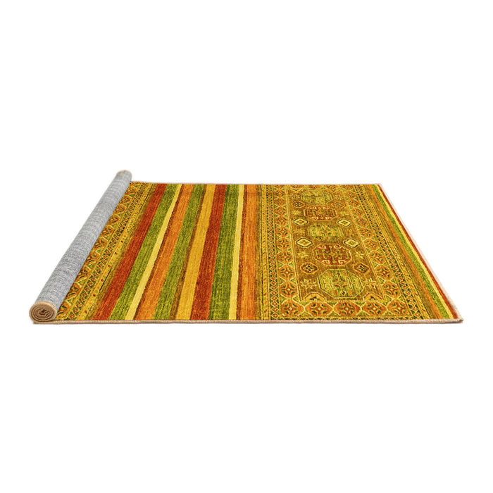 Sideview of Machine Washable Abstract Yellow Modern Rug, wshabs2477yw
