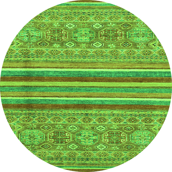 Round Abstract Green Modern Rug, abs2477grn