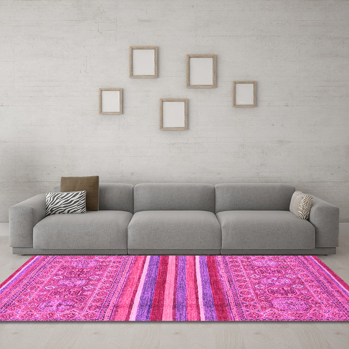 Machine Washable Abstract Pink Modern Rug in a Living Room, wshabs2477pnk