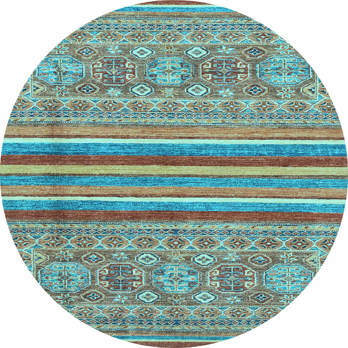 Round Abstract Light Blue Modern Rug, abs2477lblu