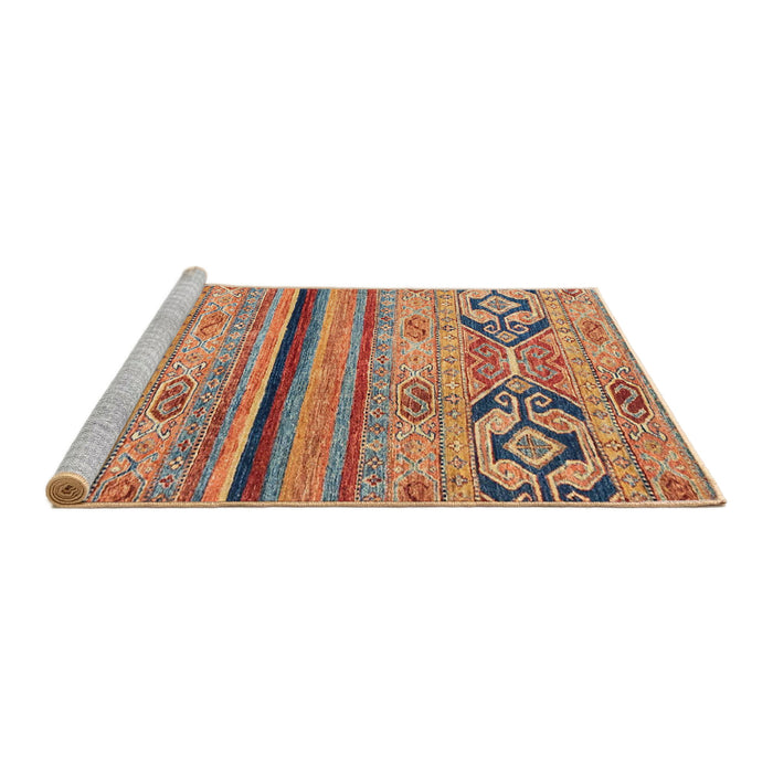 Sideview of Machine Washable Abstract Chestnut Red Rug, wshabs2478