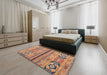 Abstract Chestnut Red Modern Rug in a Bedroom, abs2478