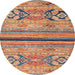 Round Machine Washable Abstract Chestnut Red Rug, wshabs2478