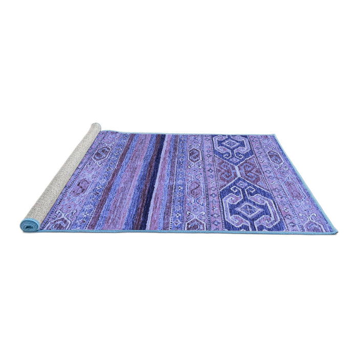 Sideview of Machine Washable Abstract Blue Modern Rug, wshabs2478blu