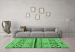 Machine Washable Abstract Emerald Green Modern Area Rugs in a Living Room,, wshabs2478emgrn