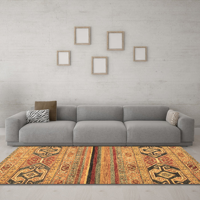 Machine Washable Abstract Brown Modern Rug in a Living Room,, wshabs2478brn