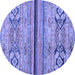 Round Abstract Blue Modern Rug, abs2478blu