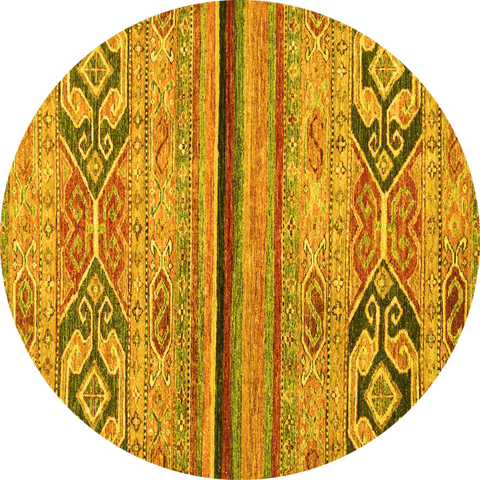 Round Abstract Yellow Modern Rug, abs2478yw