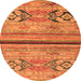 Round Abstract Orange Modern Rug, abs2478org