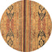 Round Abstract Brown Modern Rug, abs2478brn