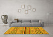 Machine Washable Abstract Yellow Modern Rug in a Living Room, wshabs2478yw