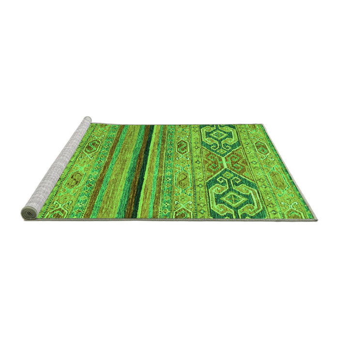 Sideview of Machine Washable Abstract Green Modern Area Rugs, wshabs2478grn