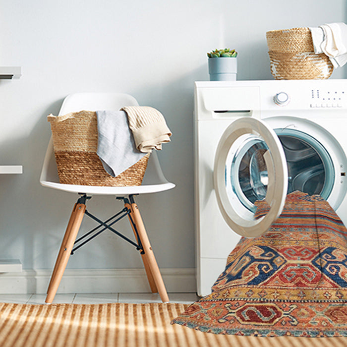 Machine Washable Abstract Chestnut Red Rug in a Washing Machine, wshabs2478