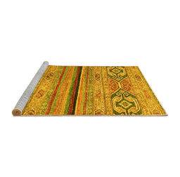 Sideview of Machine Washable Abstract Yellow Modern Rug, wshabs2478yw