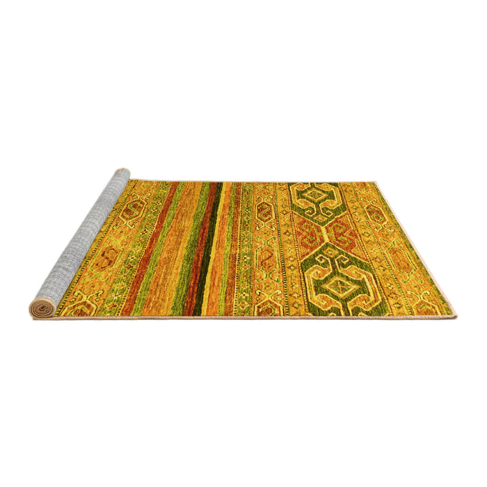 Sideview of Machine Washable Abstract Yellow Modern Rug, wshabs2478yw